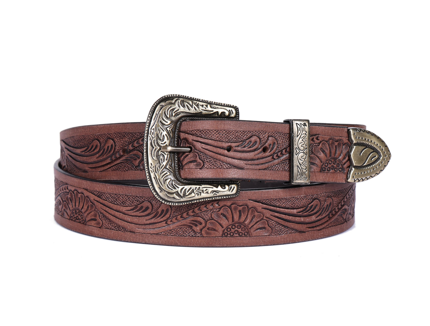 Crafted Mastery: Hand-Carved Leather Belts for Timeless Style Art: LB-813