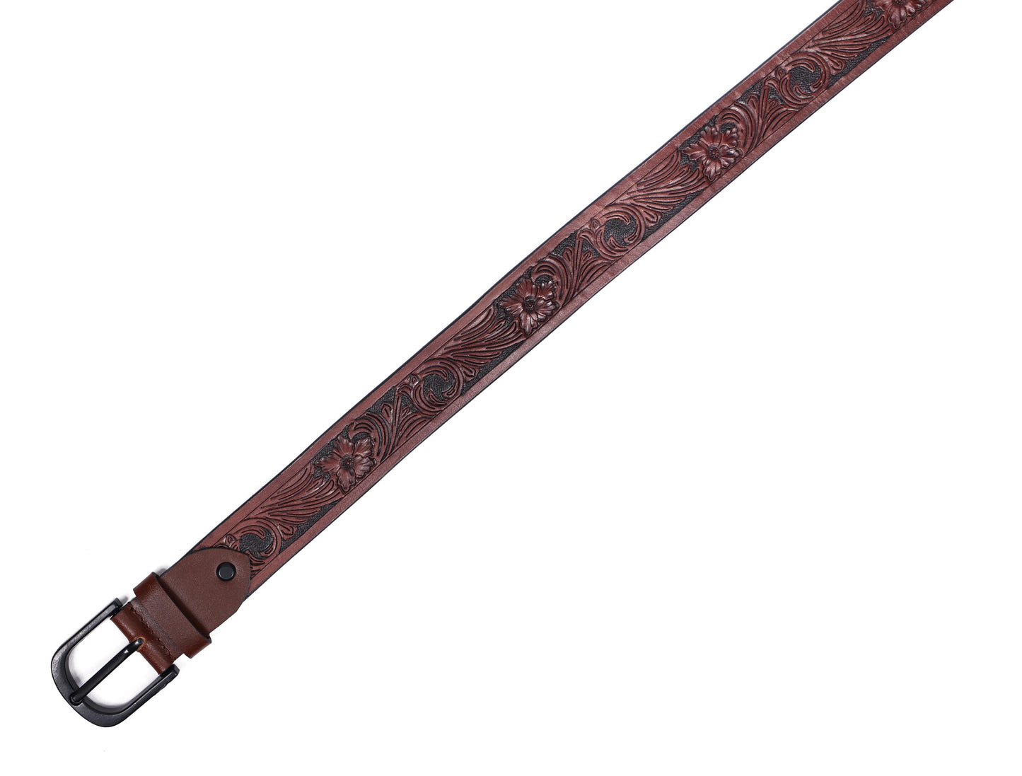 Bespoke Elegance: Brown Hand Carving Leather Belt for Timeless Style Art: LB-807