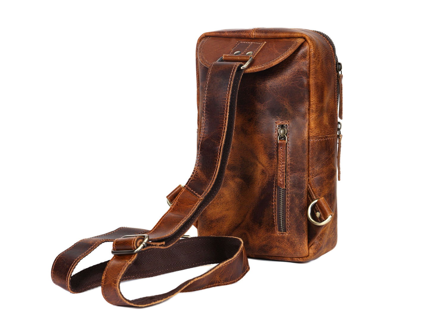 Brown Small Crossbody Leather Bag Art: BG-1617