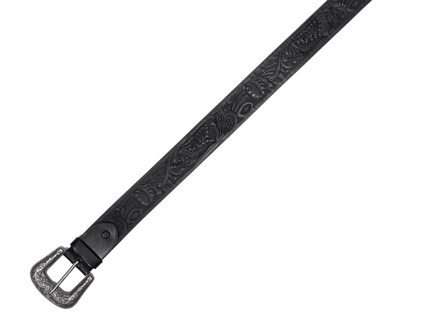 Sophisticated Craftsmanship: Hand-Carved Black Leather Belts Art: LB-815