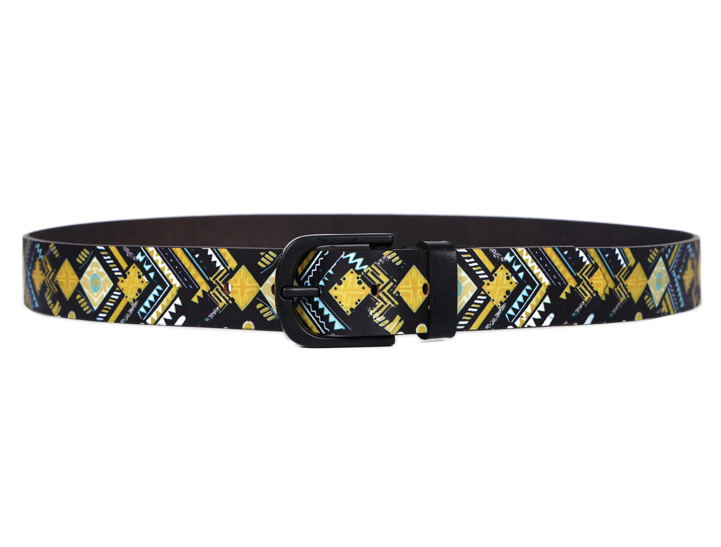Vibrant Chic: Stand Out with Leather Yellow Printing Belts Art: LB-819