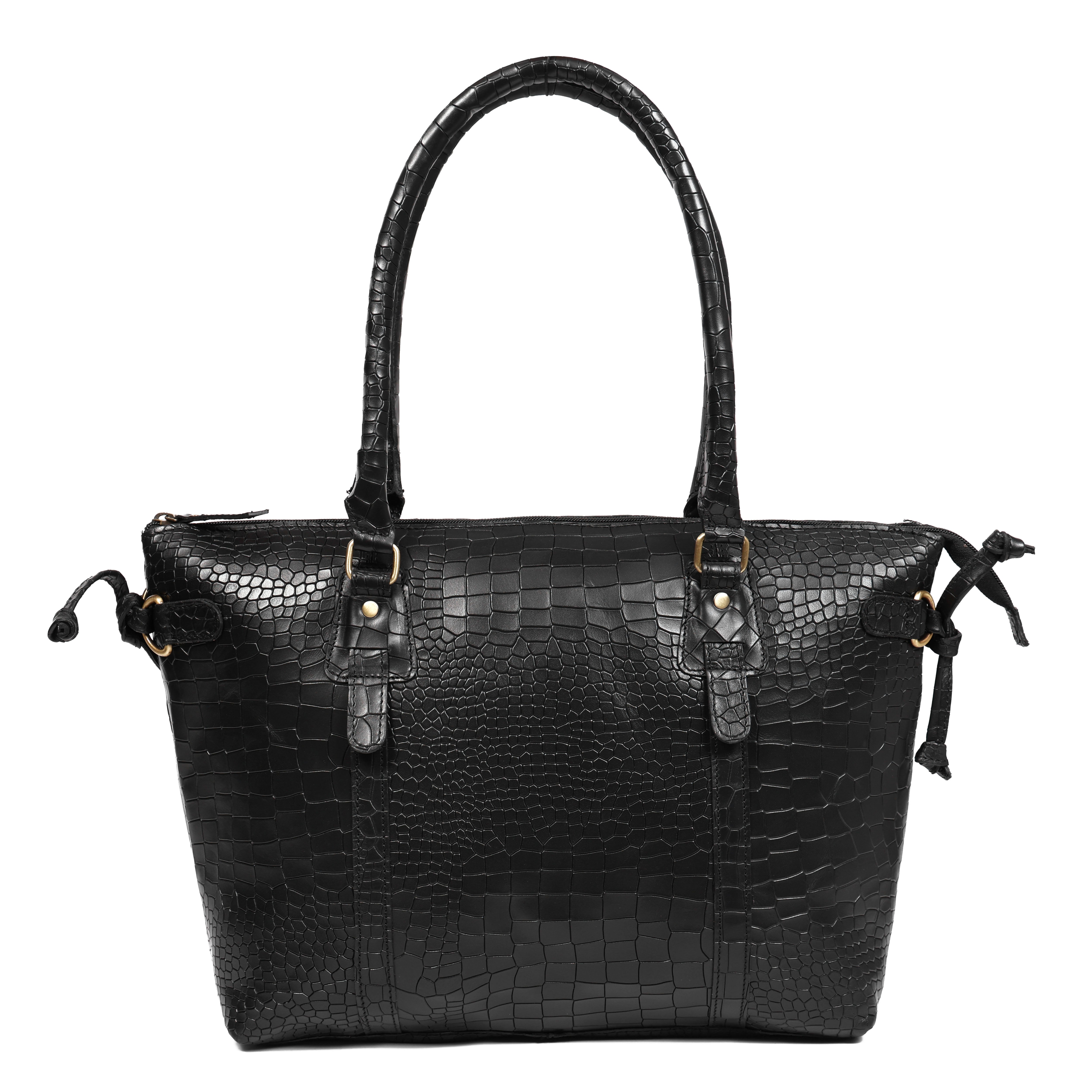 Premium Textured Leather Tote Bag with Zip Closure, Dual Handles & Organized Interior
