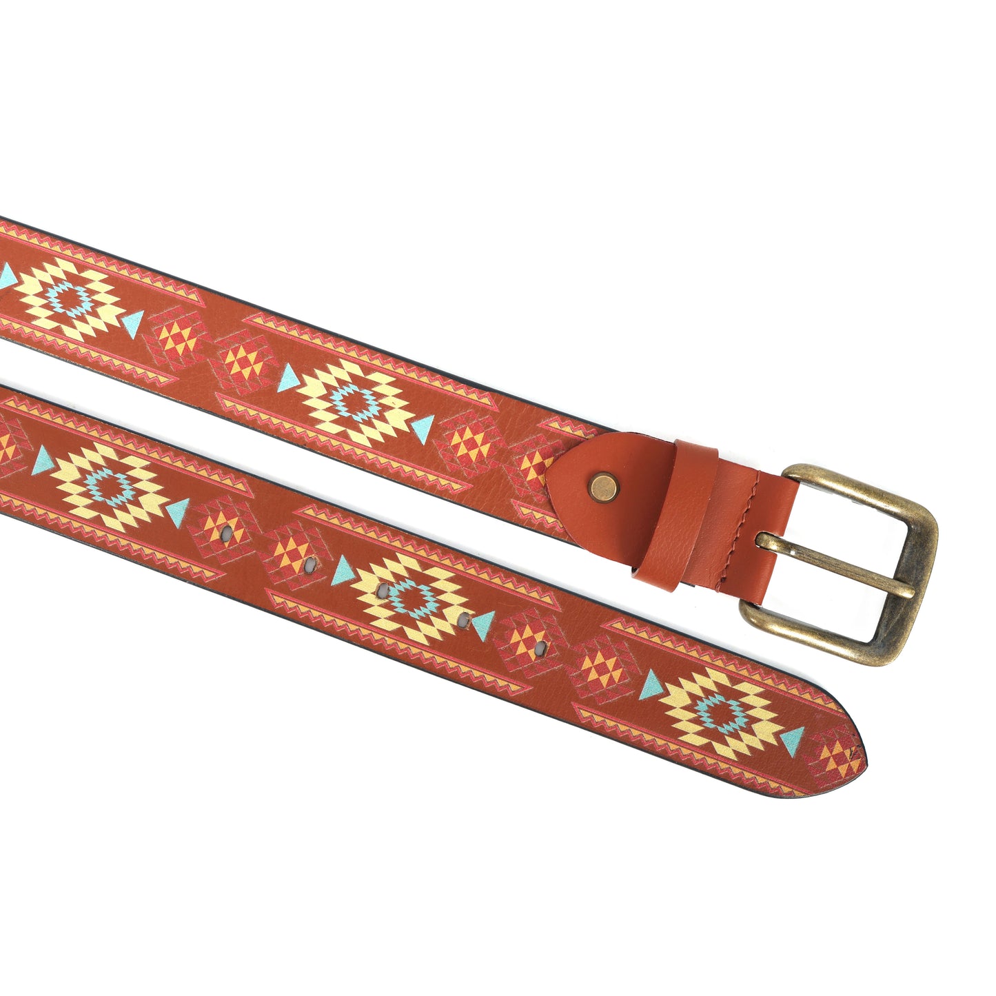 Brown Printed Belt with Ironic Statement Buckle Trendy & Bold Streetwear Accessory.LB-890