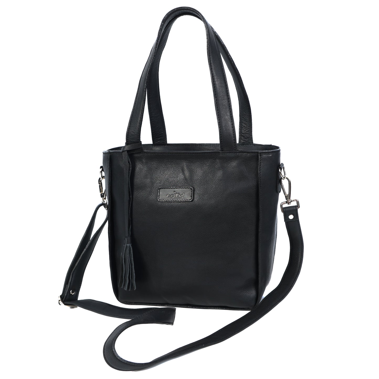 Black Handheld Leather Sling Bag with Detachable Strap – Stylish & Versatile.BG-1624