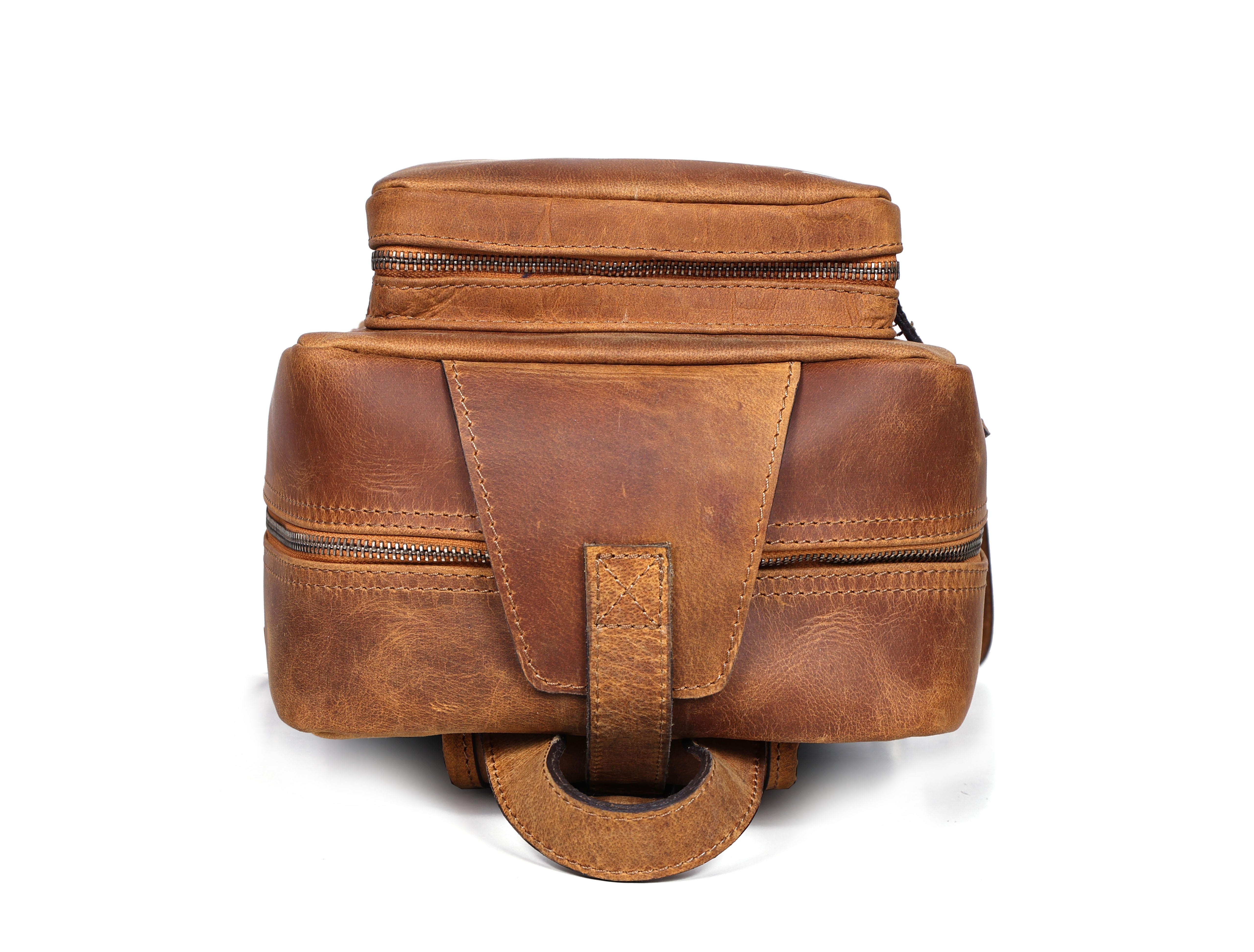 Premium Genuine Leather Crossbody Bag with Multiple Zip Pockets & Fixed Strap