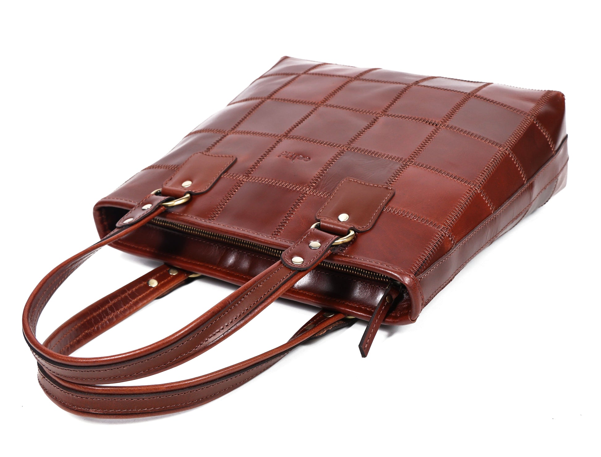 Chic Contrast: Brown Tote Bag with Stylish Stitching for Timeless Elegance Art: BG-1526-Z