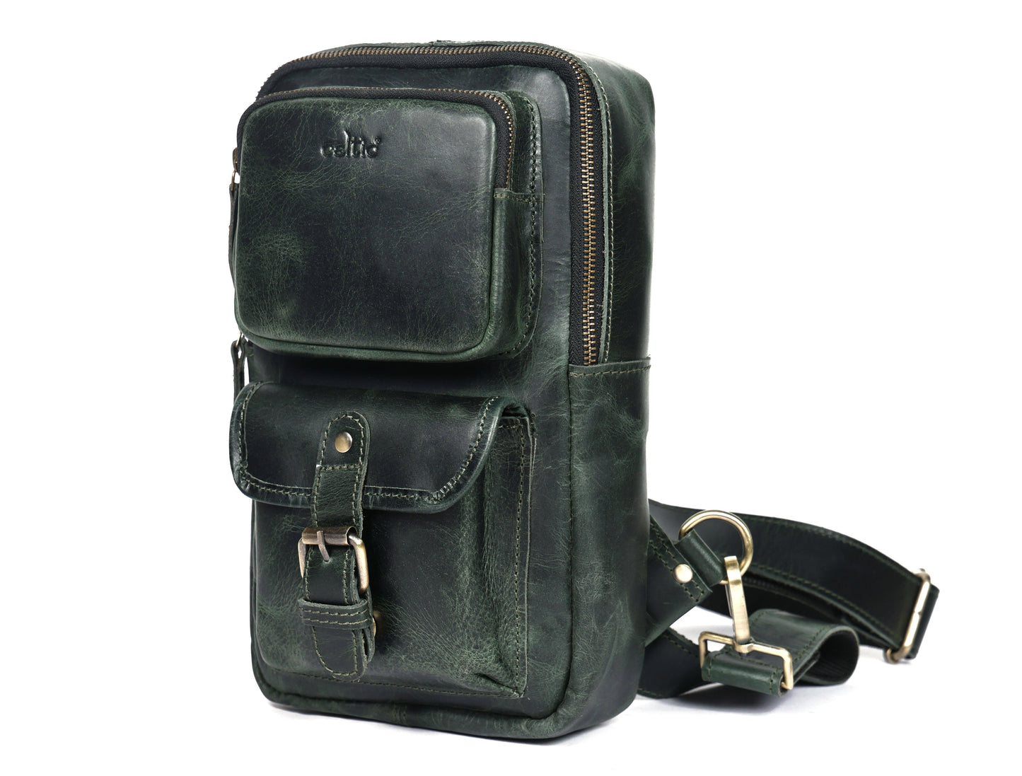 Brown Small Crossbody Leather Bag Art: BG-1617