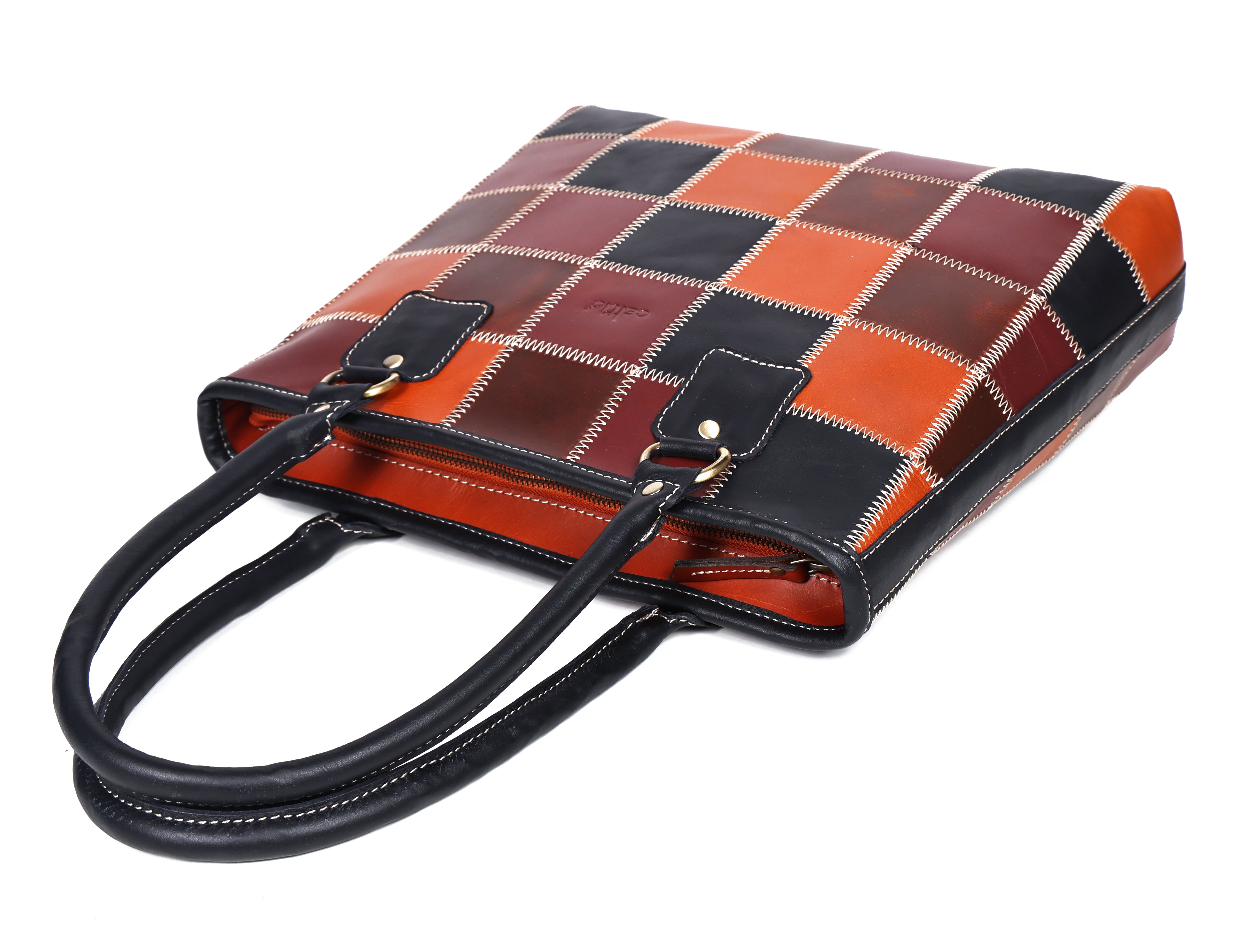 Premium Patchwork Leather Tote Bag for Women Multi-Tone Handcrafted Carryall