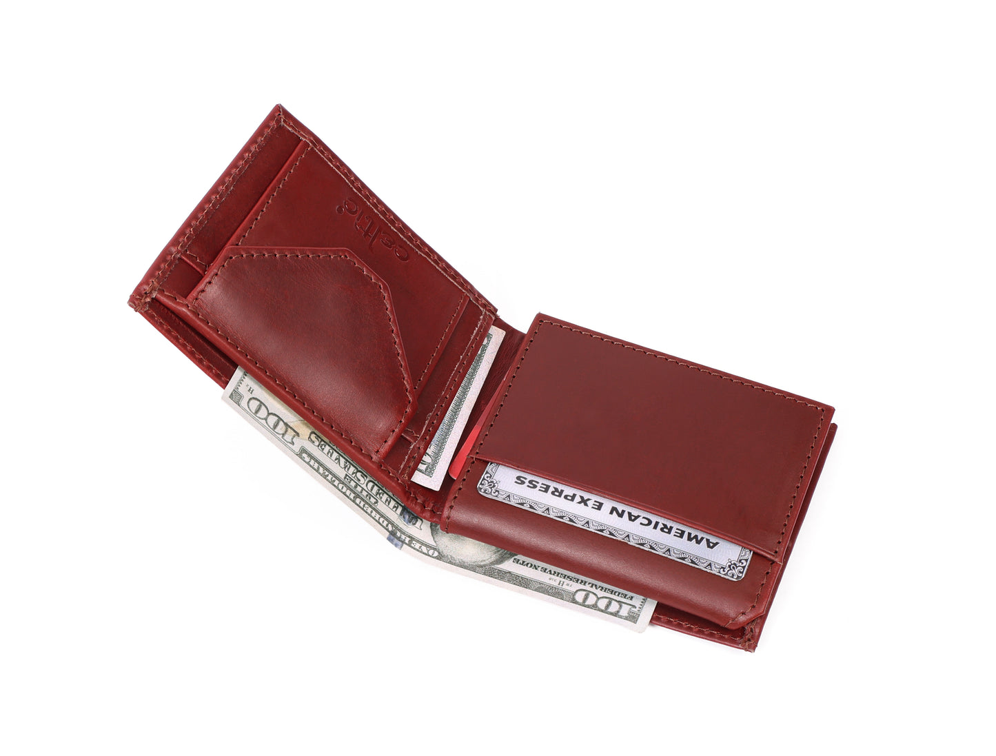 Burgundy Handmade Leather Wallet - Unique Elegance Crafted by Hand - CELTICINDIA