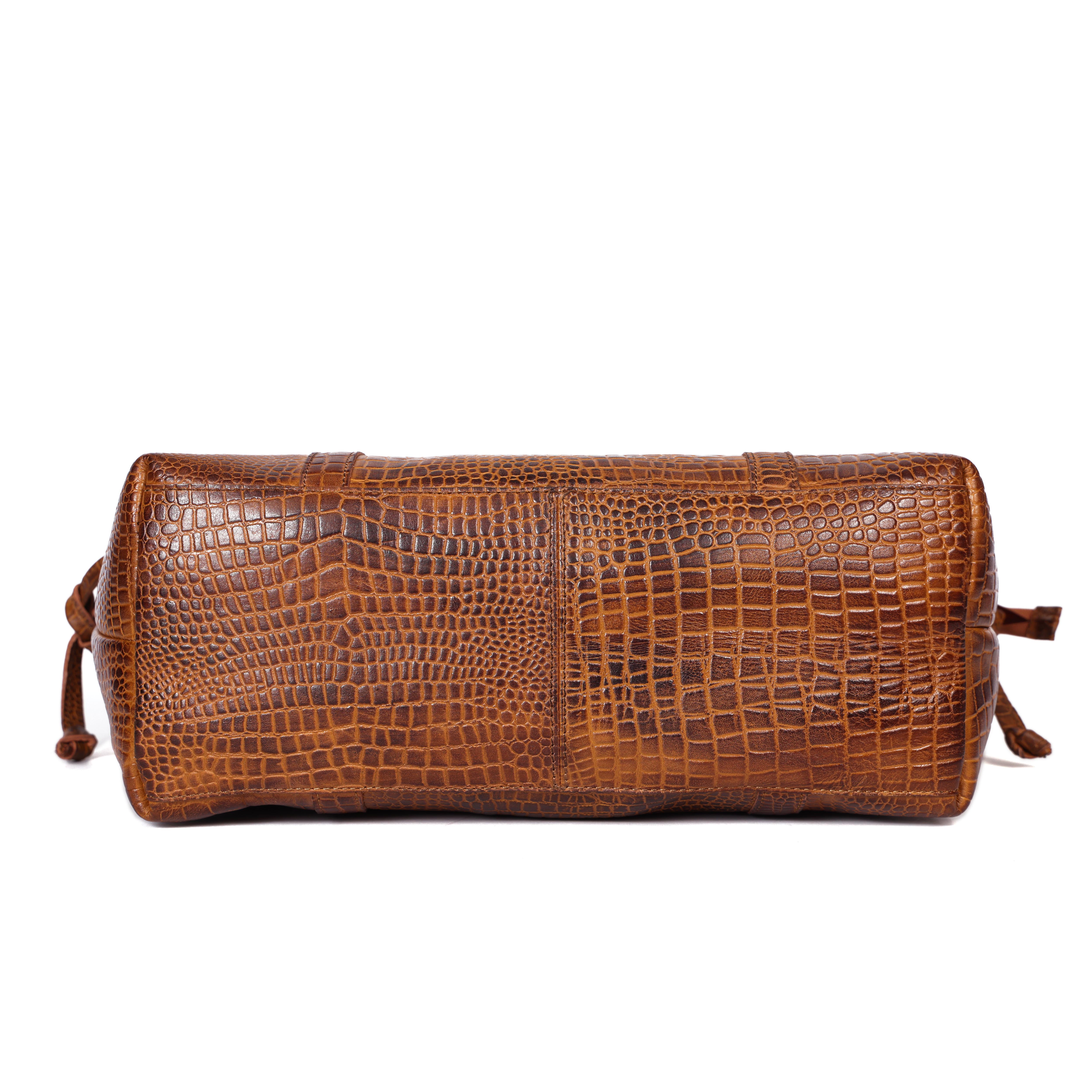 Premium Textured Leather Tote Bag with Zip Closure, Dual Handles & Organized Interior