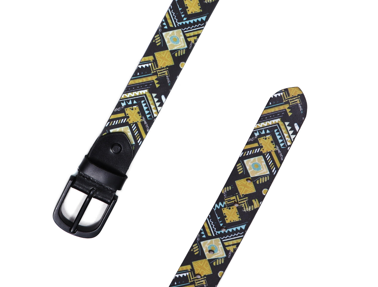 Vibrant Chic: Stand Out with Leather Yellow Printing Belts Art: LB-819