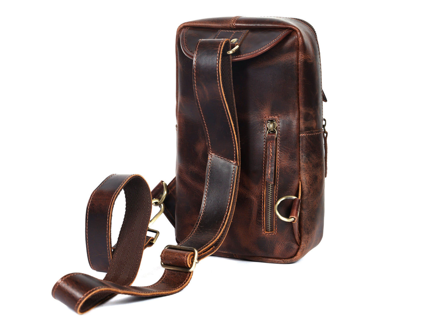 Brown Small Crossbody Leather Bag Art: BG-1617