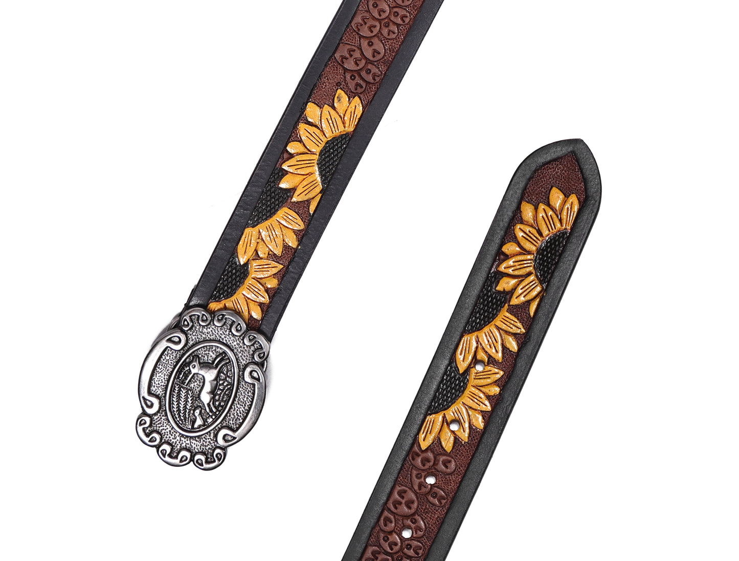 Vibrant Elegance: Hand-Carved Yellow Leather Belts Art: LB-816