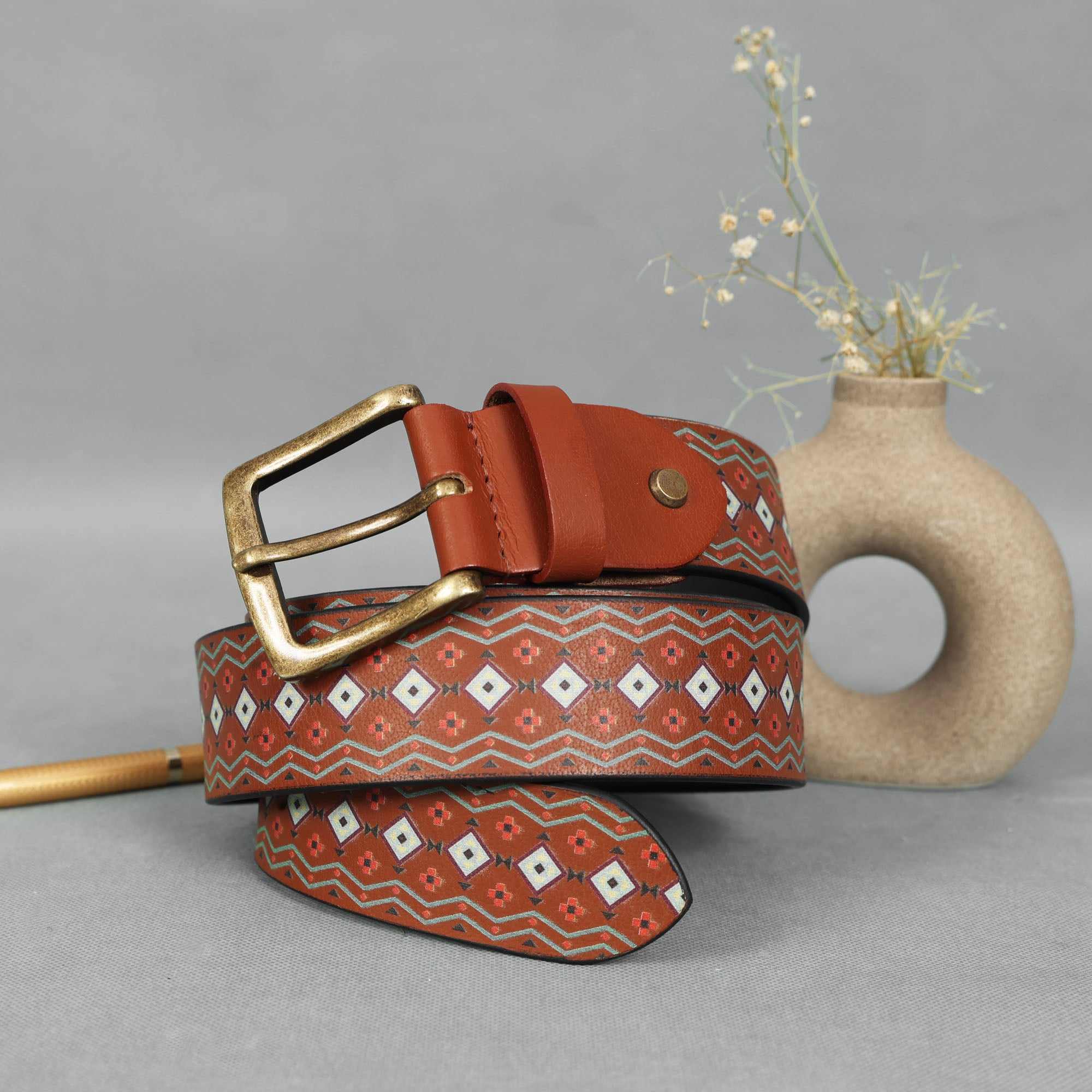 Stylish Brown Digital Print Belt for Men & Women Trendy & Durable Accessory.LB-886
