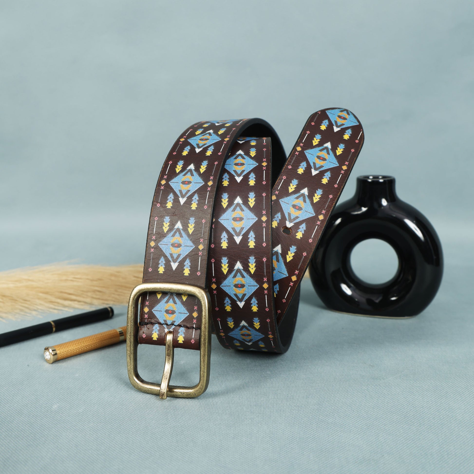 Stylish Blue Digital Print Belt  Trendy & Adjustable Fashion Accessory.LB-887