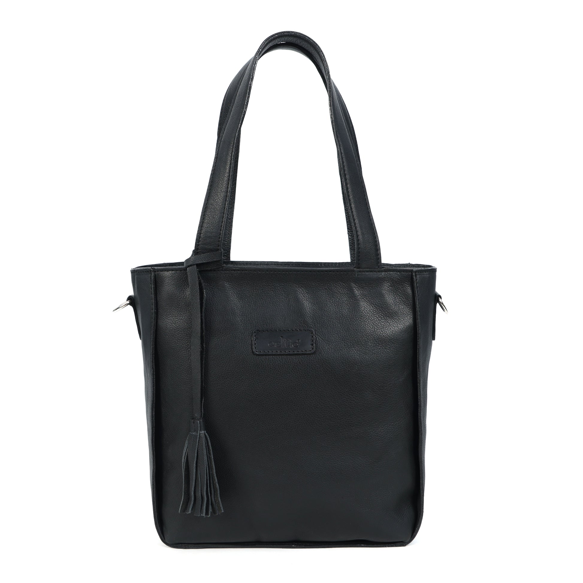 Black Handheld Leather Sling Bag with Detachable Strap  Stylish & Versatile.BG-1624