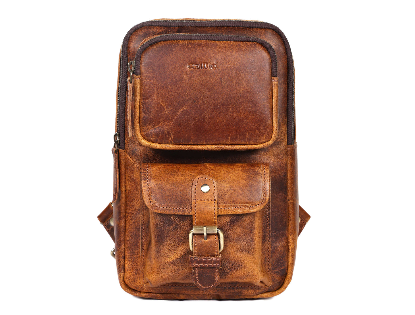 Brown Small Crossbody Leather Bag Art: BG-1617