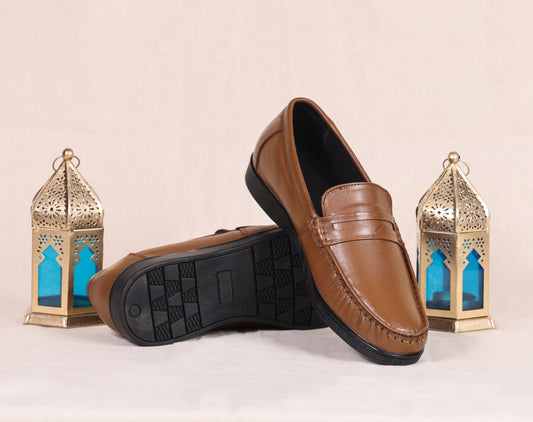 "Timeless Charm: Tan Casual Loafer Leather Shoes, Art: LS-1106