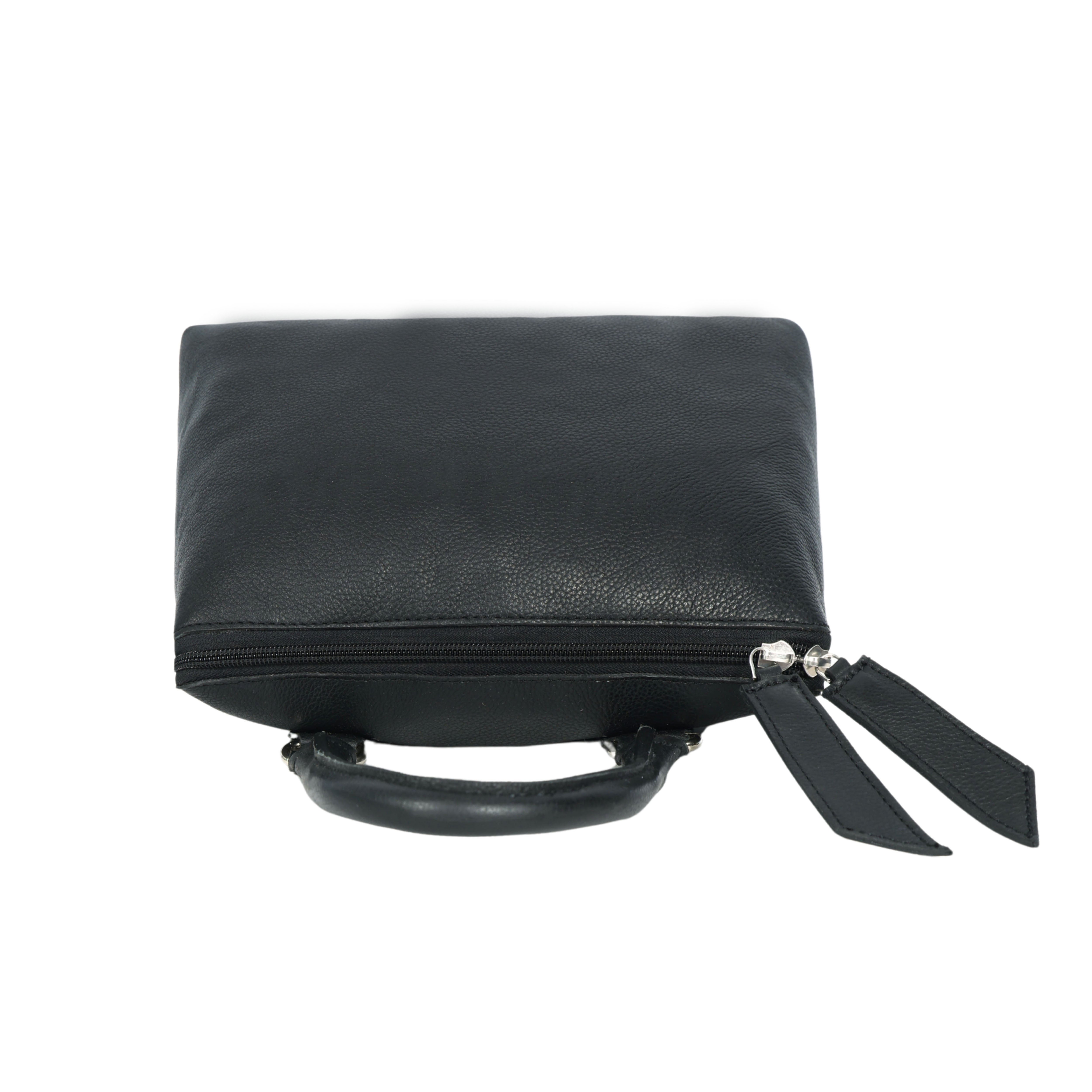 Premium Genuine Leather Structured Handbag with Detachable Crossbody Strap