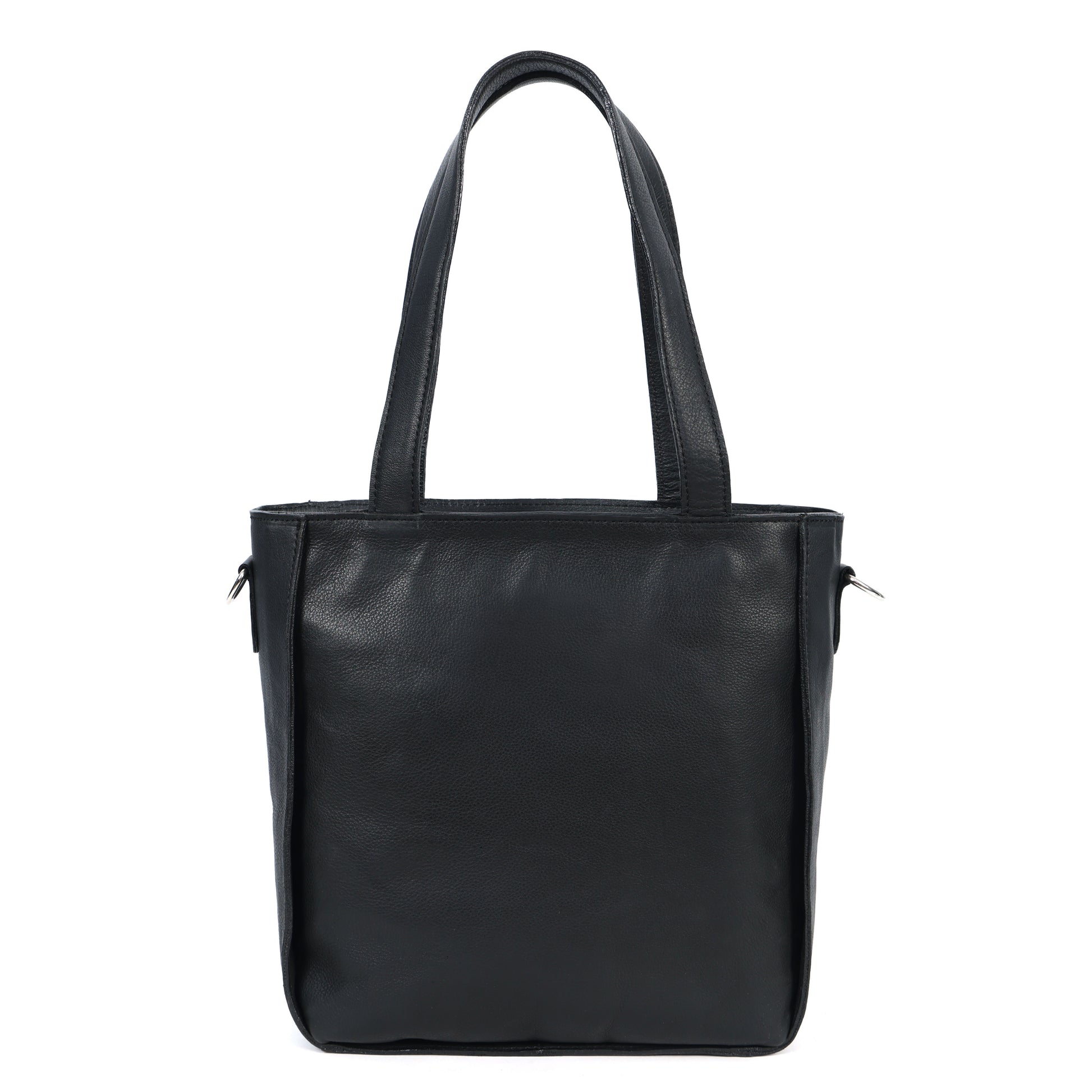 Black Handheld Leather Sling Bag with Detachable Strap  Stylish & Versatile.BG-1624