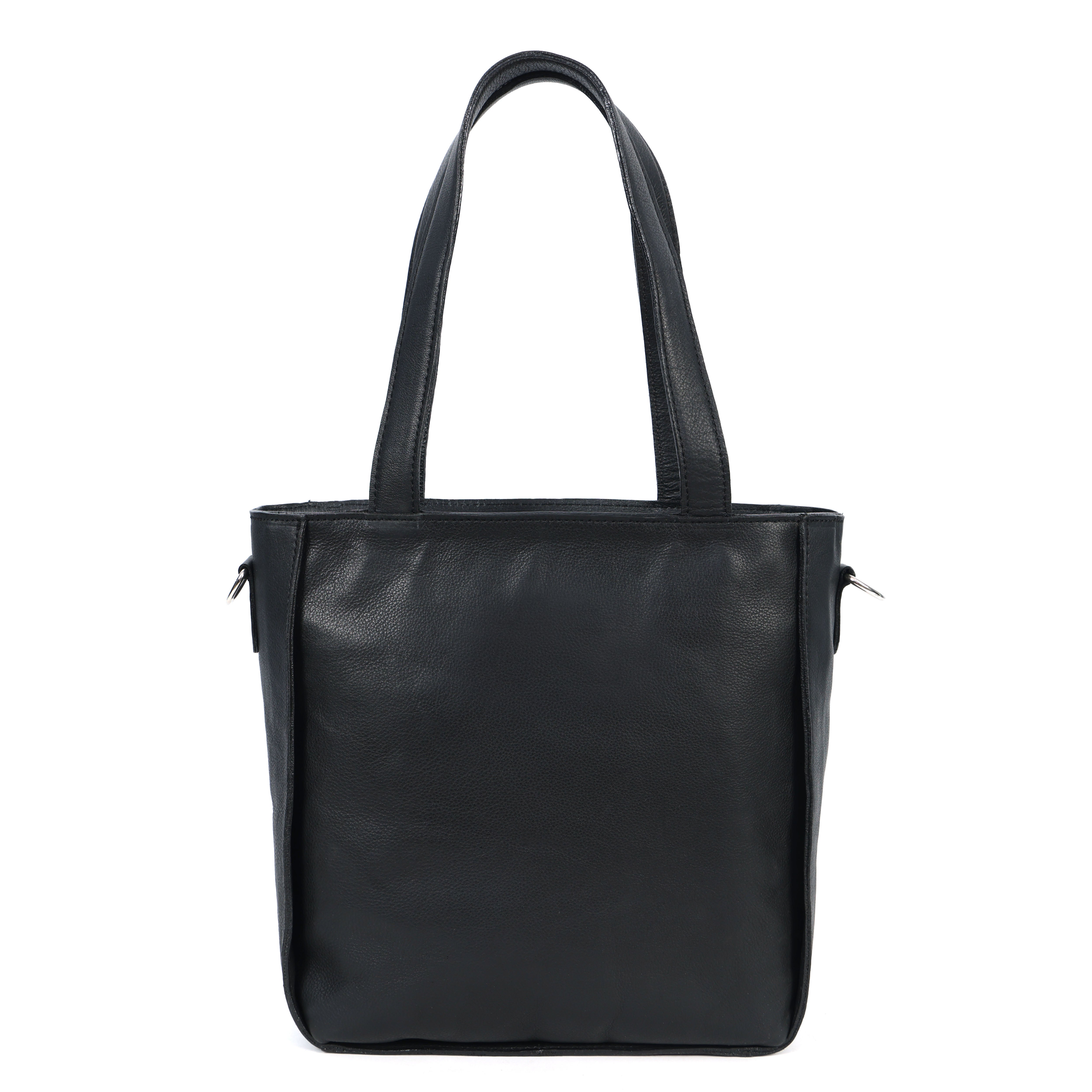 Premium Export Leather Tote Bag with Zip Closure & Detachable Shoulder Strap