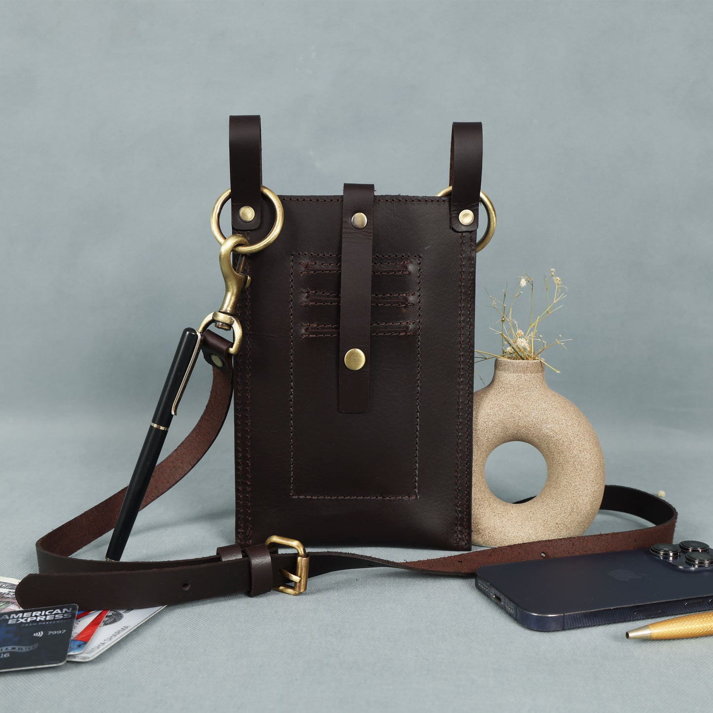 Premium Genuine Leather Mobile Pouch Sleek, Durable & Stylish Phone Holder. LA-1426