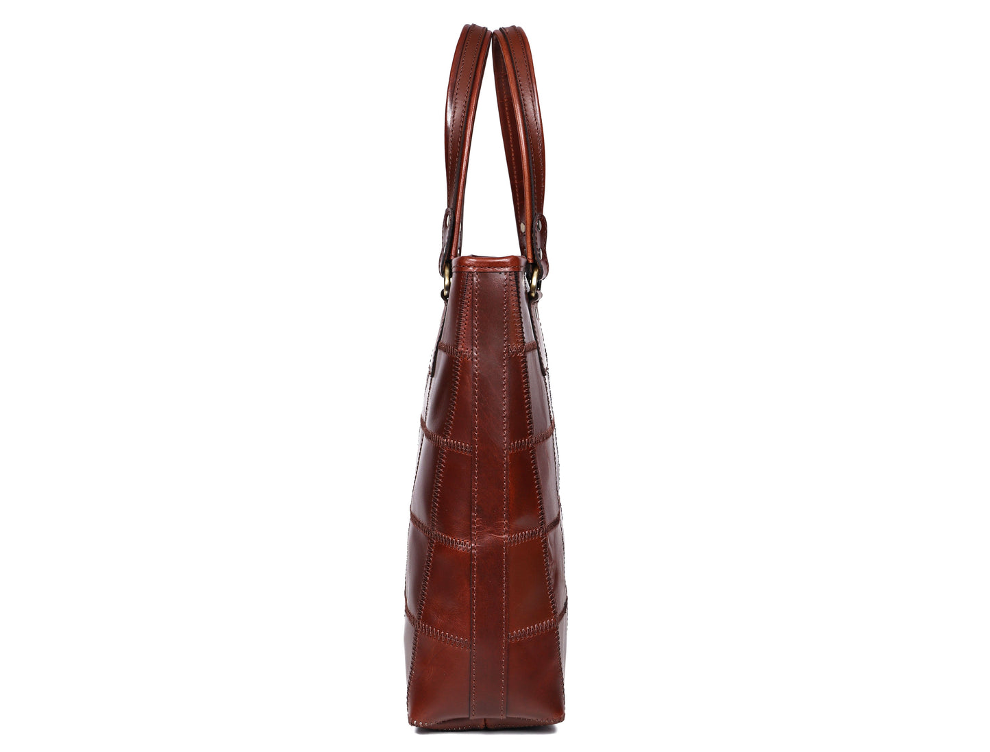 Chic Contrast: Brown Tote Bag with Stylish Stitching for Timeless Elegance Art: BG-1526-Z