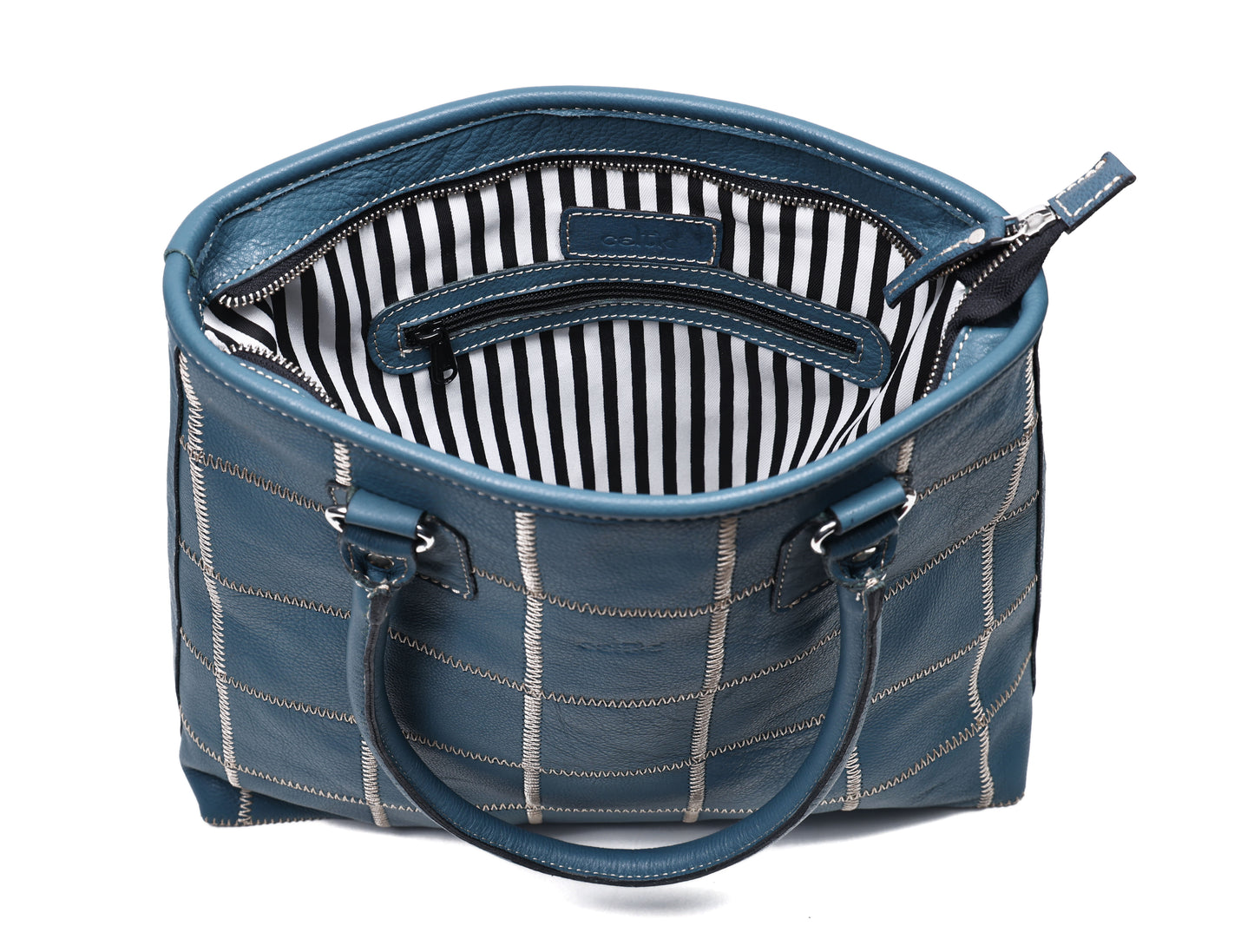 Chic Blue Tote: Elevate Your Style with Trendy Leather Accents. Art: BG-1518-Z