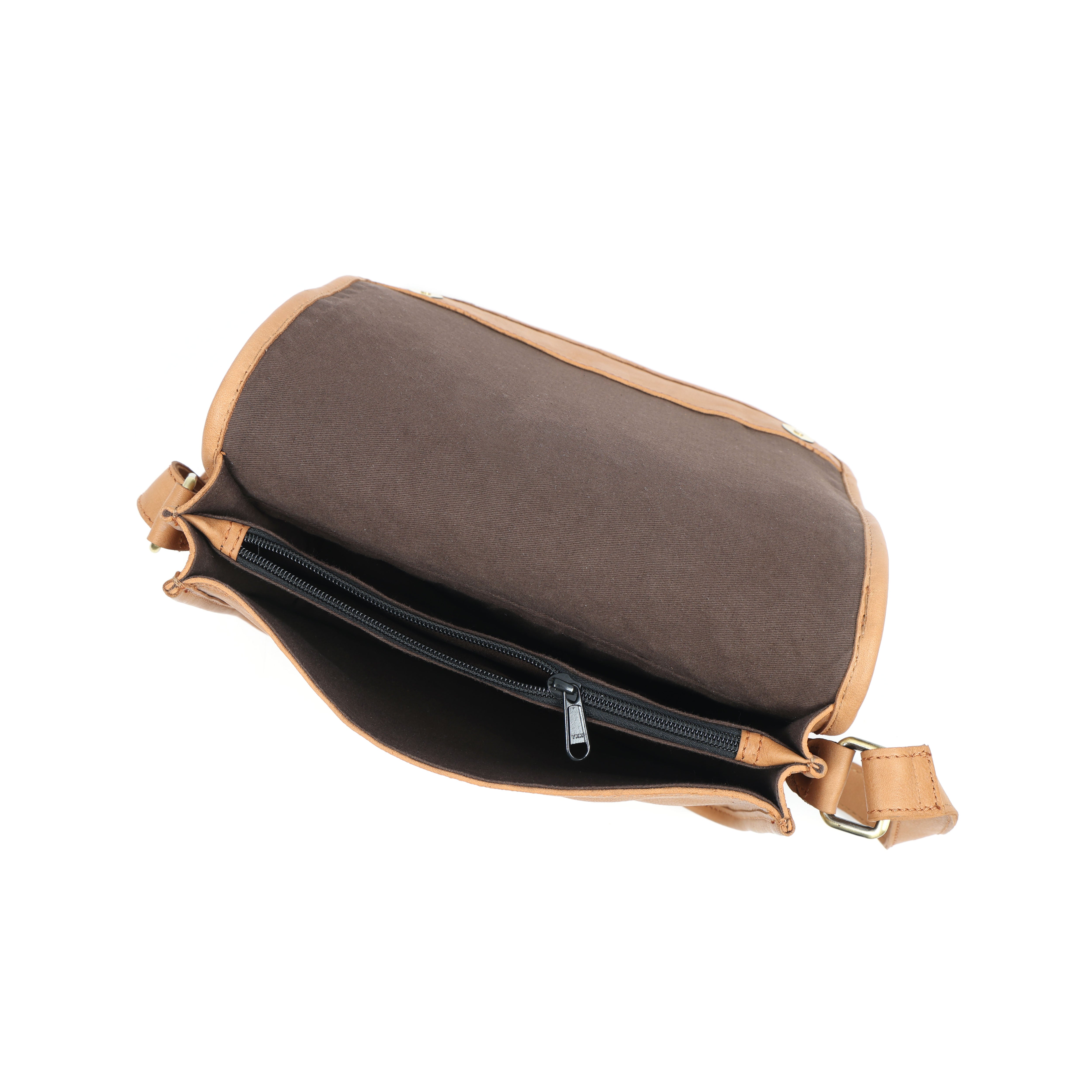 Premium Handwoven Leather Crossbody Bag with Adjustable Strap & Zip Compartments