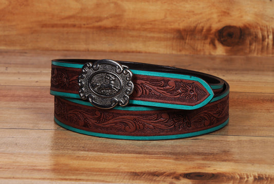 "Artisanal Flair: Hand-Carved Leather Belts Redefining Style" Art: LB-814