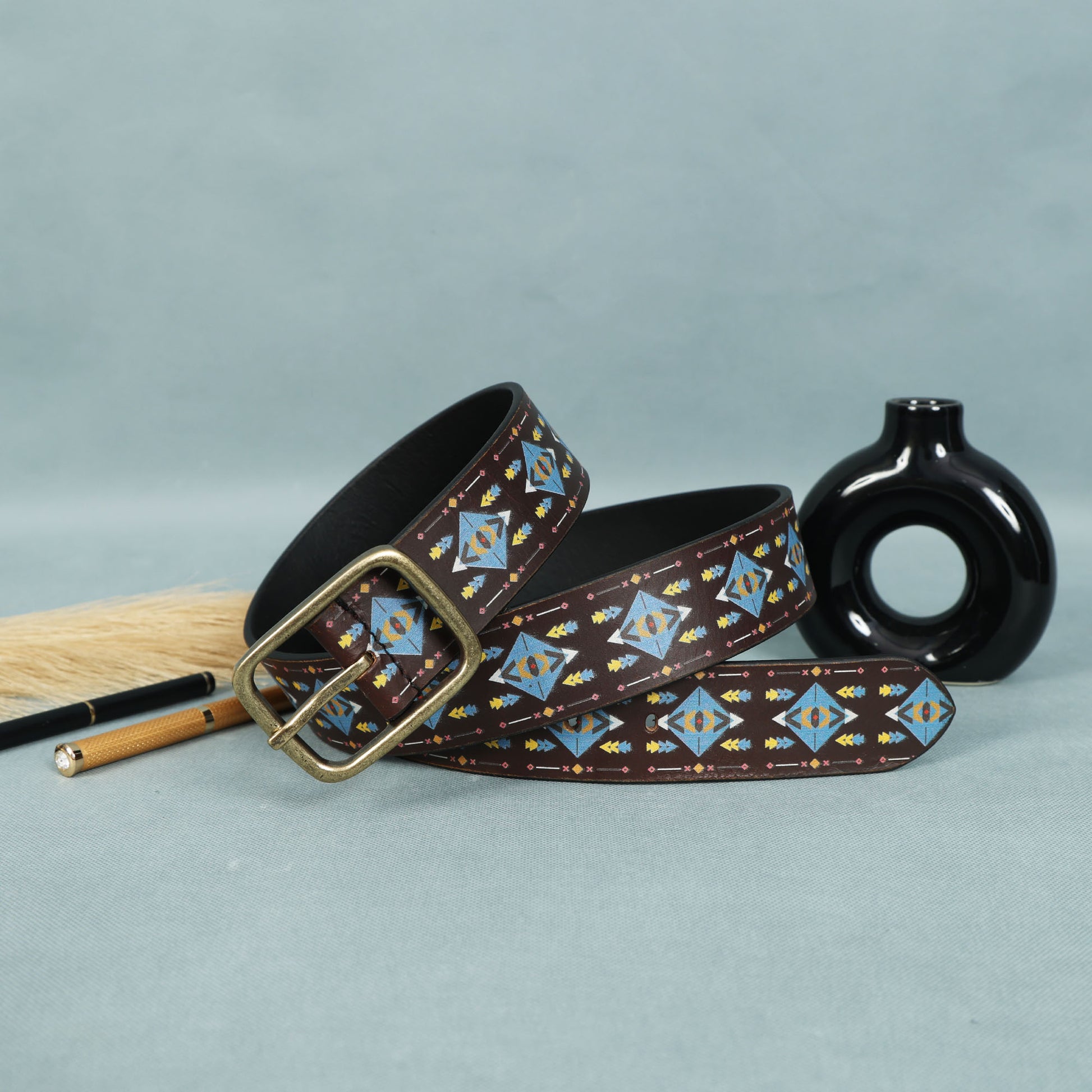 Stylish Blue Digital Print Belt  Trendy & Adjustable Fashion Accessory.LB-887