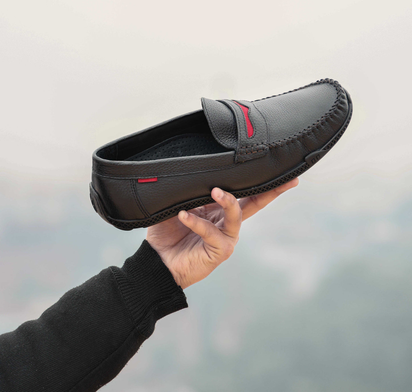 Men’s Black Leather Casual Shoes | Comfortable Daily Wear & Classic Style