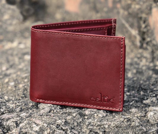 Burgundy Handmade Leather Wallet - Unique Elegance Crafted by Hand - CELTICINDIA