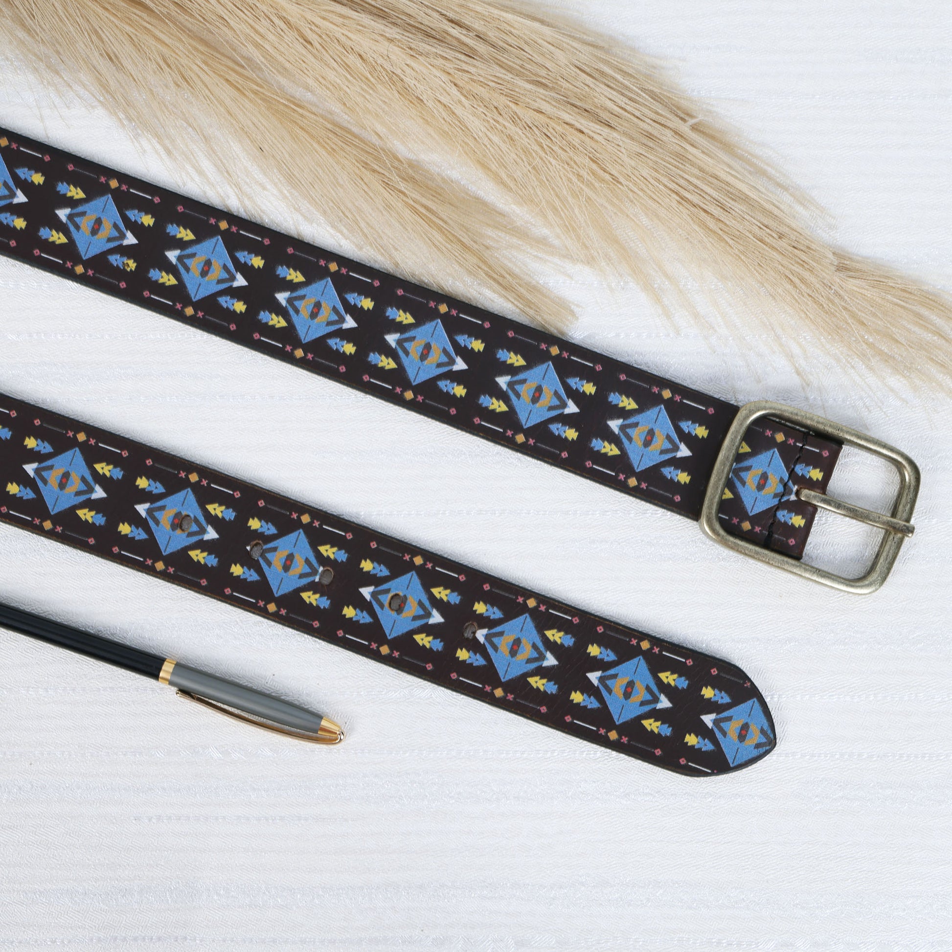 Stylish Blue Digital Print Belt  Trendy & Adjustable Fashion Accessory.LB-887