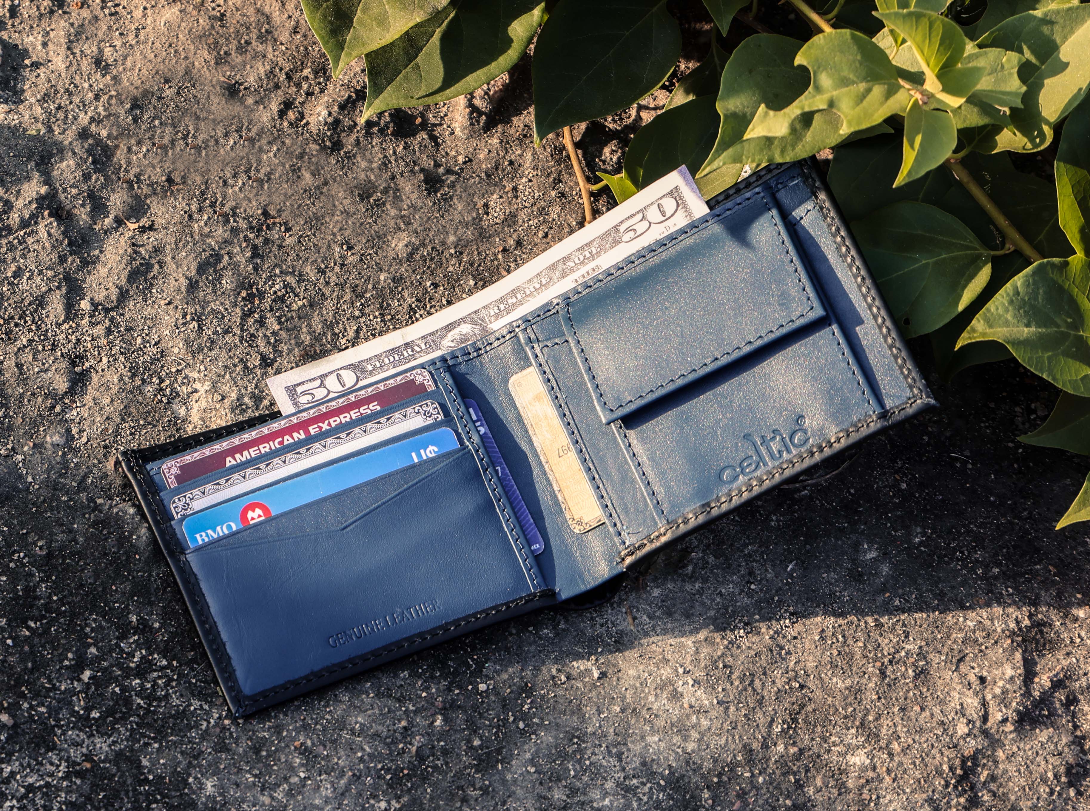 Celtic Genuine Leather Bi-Fold Wallet with Coin Pocket | Slim & Stylish Men’s Wallet