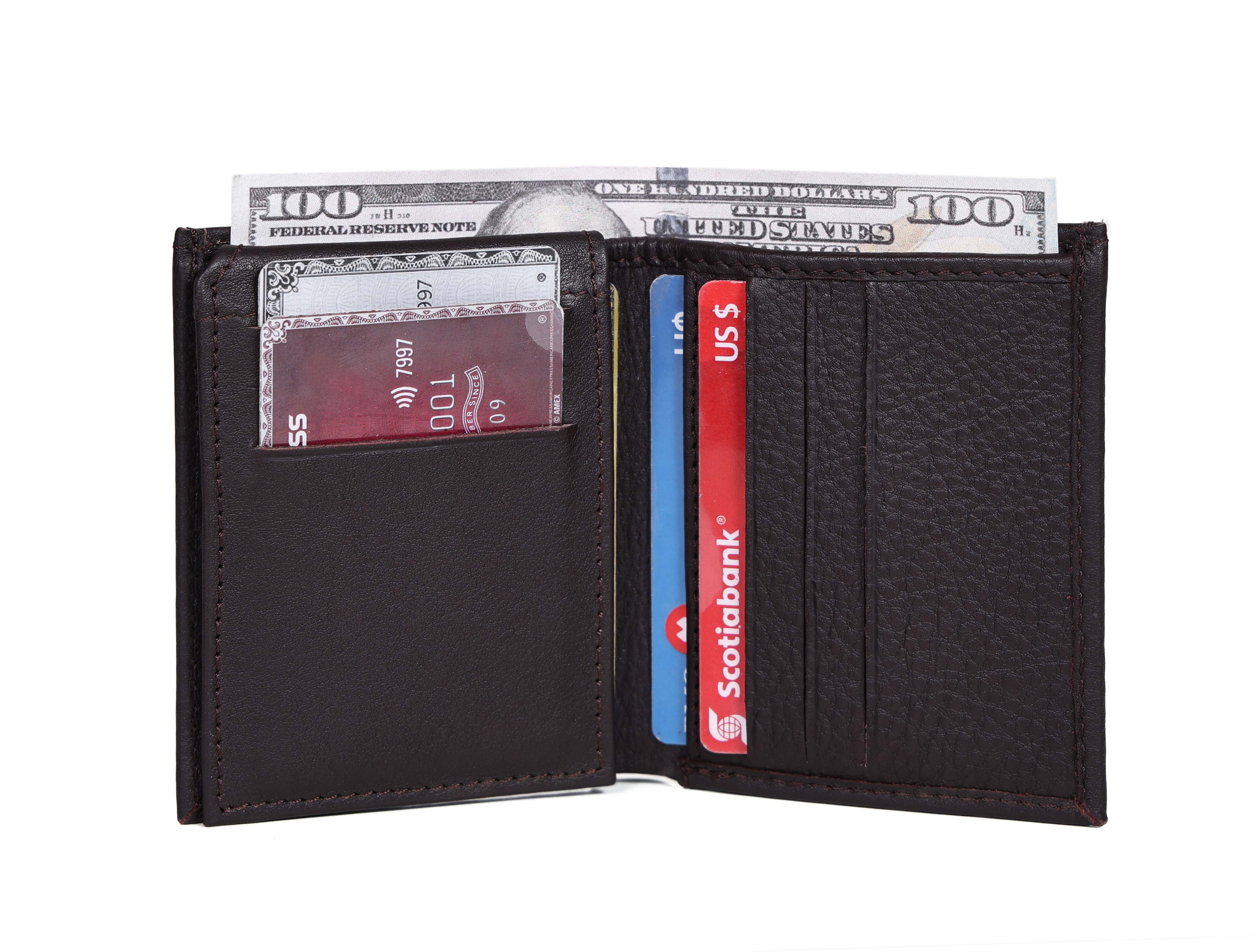 Premium Genuine Leather Wallet with ID Window & Multi Card Slots Slim & Stylish