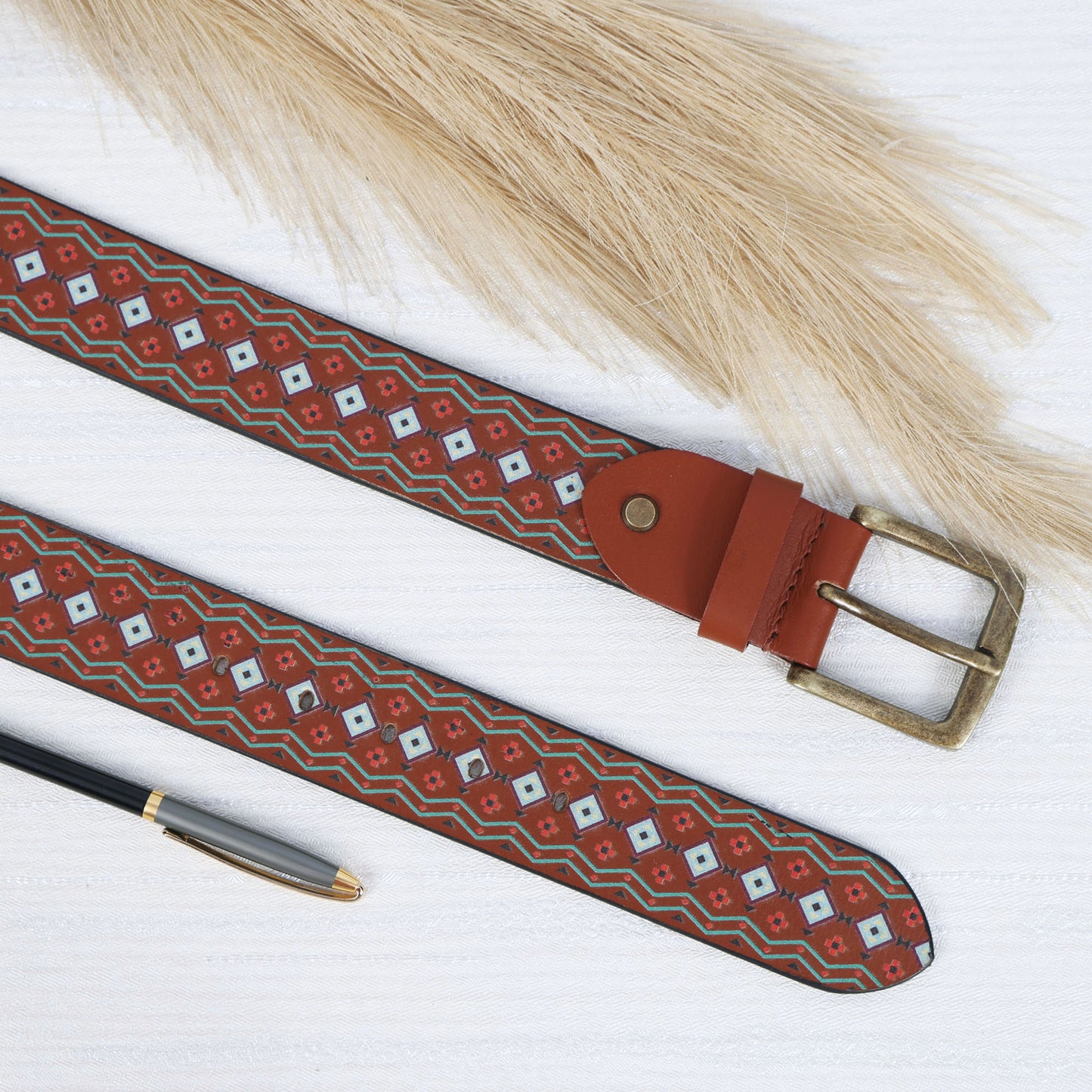 Stylish Brown Digital Print Belt for Men & Women Trendy & Durable Accessory.LB-886