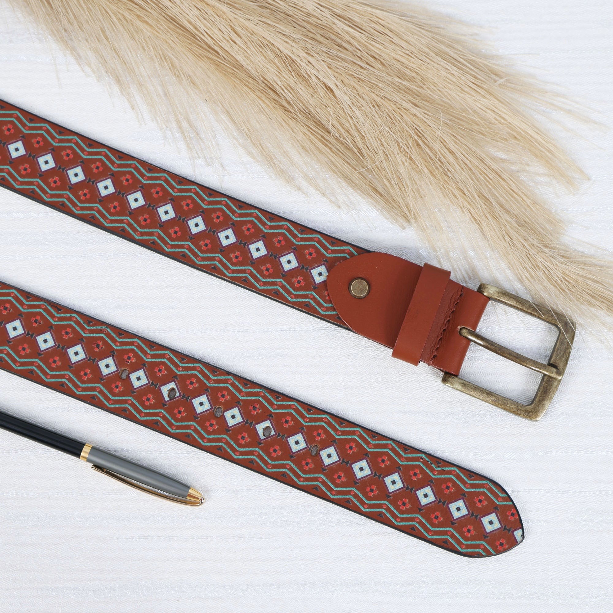 Stylish Brown Digital Print Belt for Men & Women Trendy & Durable Accessory.LB-886