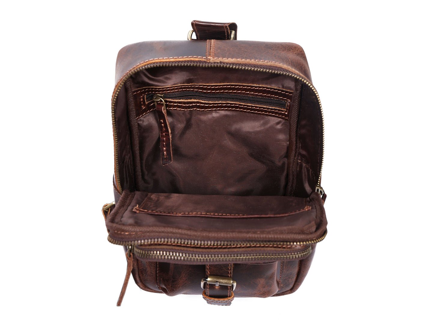 Brown Small Crossbody Leather Bag Art: BG-1617