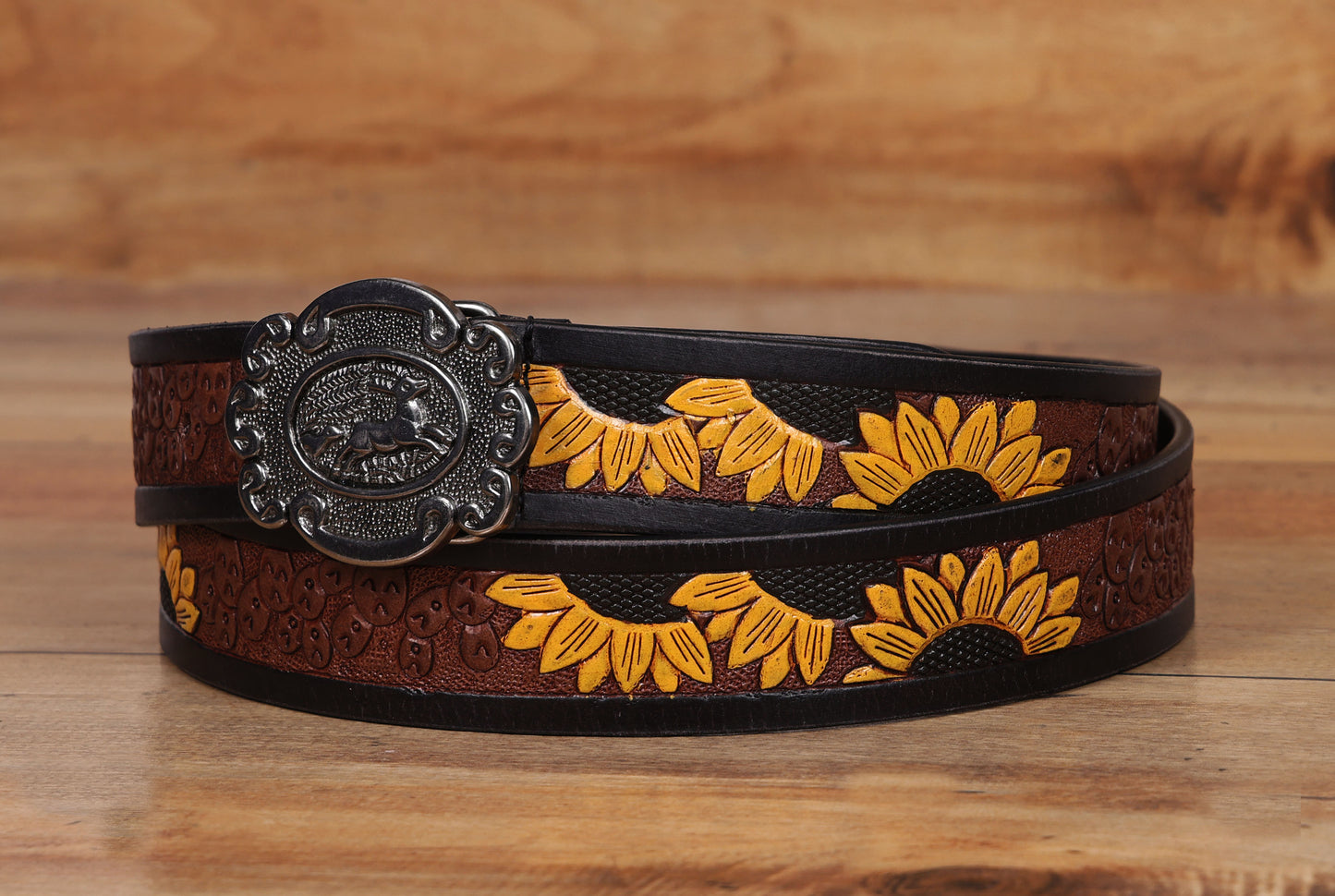 Vibrant Elegance: Hand-Carved Yellow Leather Belts Art: LB-816