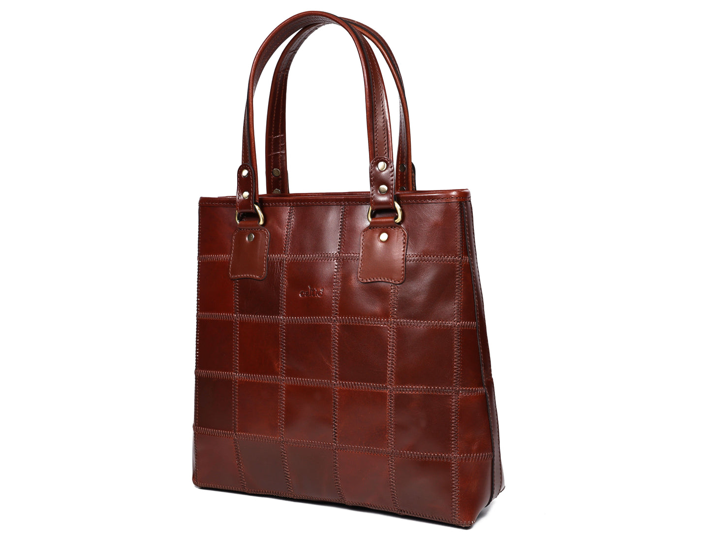 Chic Contrast: Brown Tote Bag with Stylish Stitching for Timeless Elegance Art: BG-1526-Z