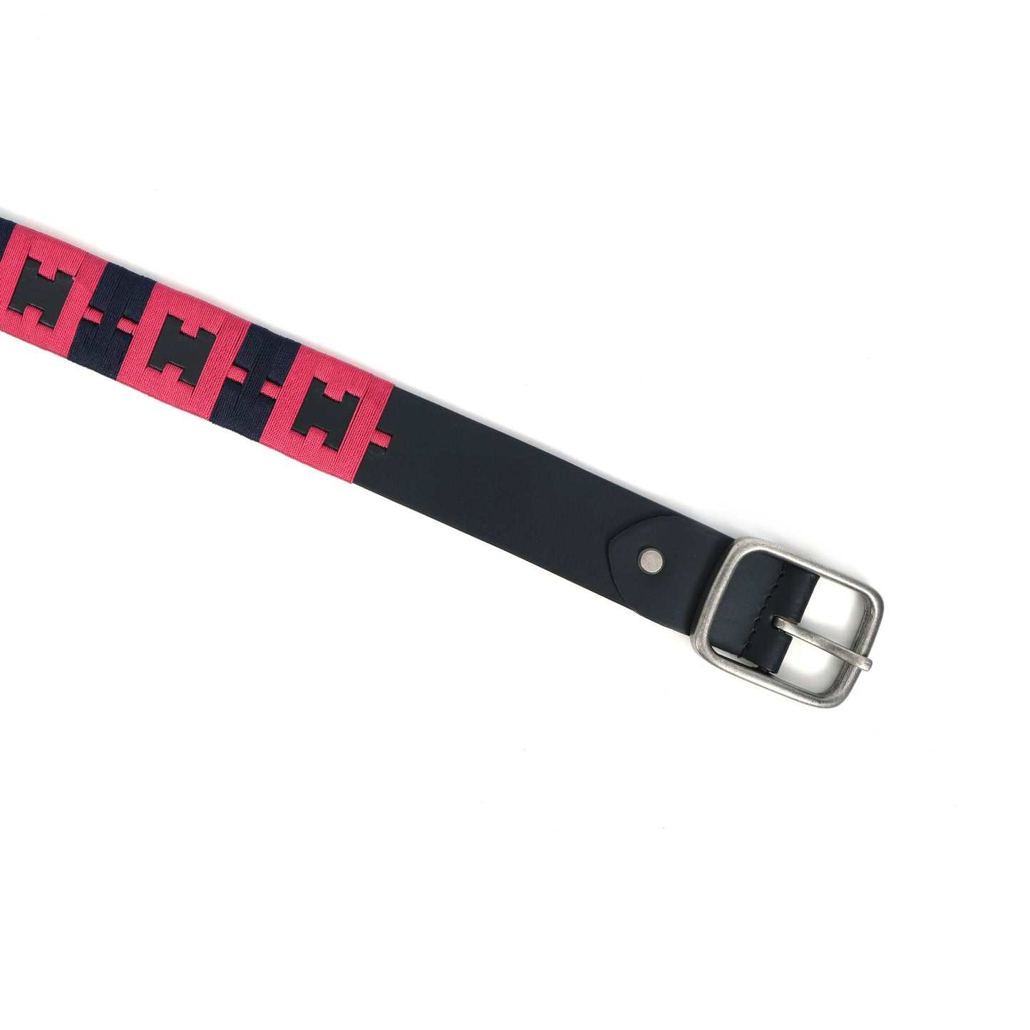 New Premium Leather Woven Fabric Belt with Matching Key Ring. LB-862