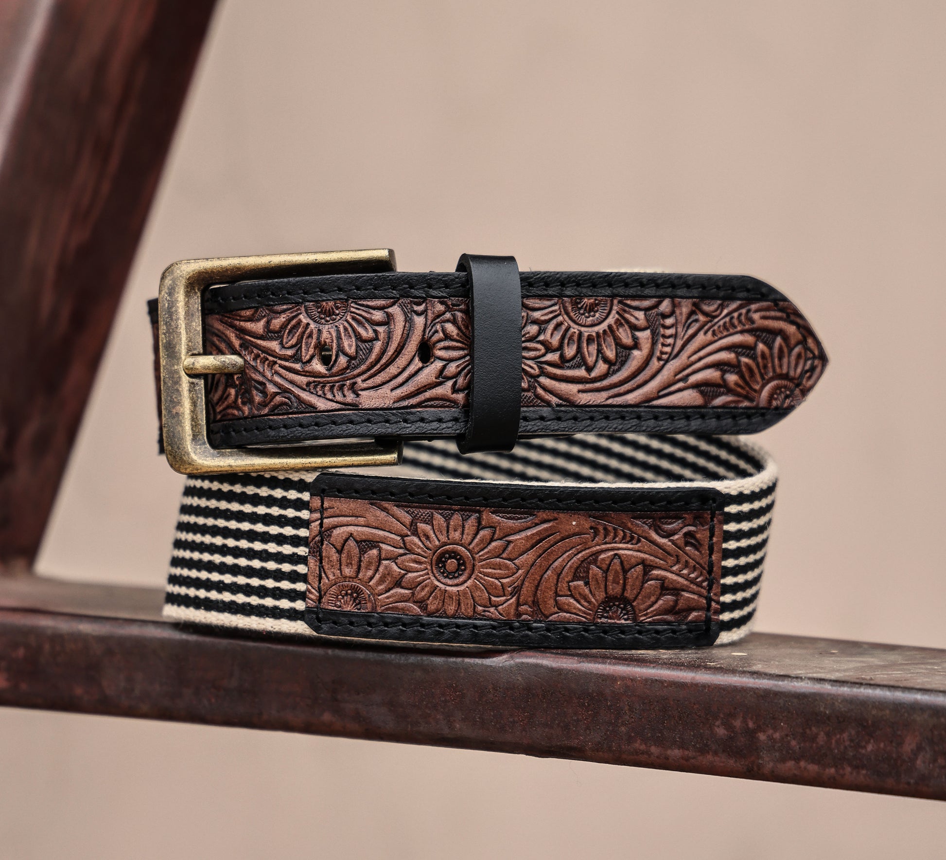 Artisan Elegance: Leather Hand-Tooled and Webbing Belt – A Perfect Blend of Tradition and Modern Style. - CELTICINDIA