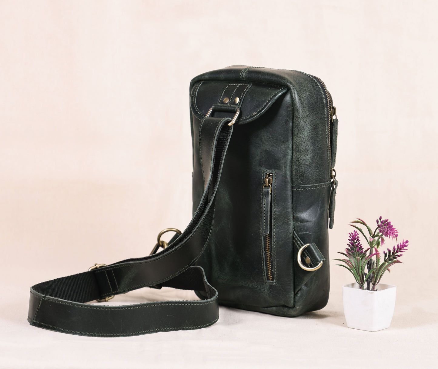Brown Small Crossbody Leather Bag Art: BG-1617