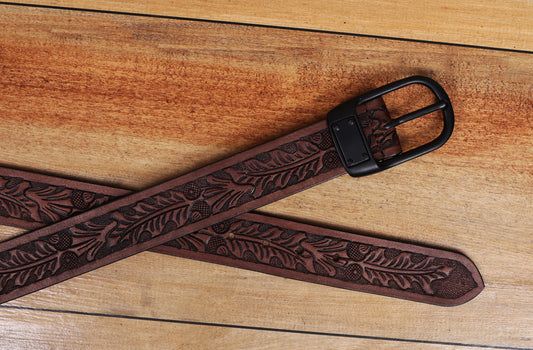 "Artisanal Elegance: Hand-Carved Leather Belts for Timeless Appeal" Art: LB-812