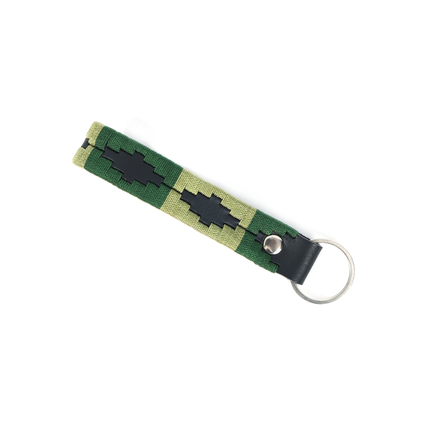 Designer Black Leather Polo Belt with Green Webbing & Premium Buckle Includes Matching Keyring. LB-867
