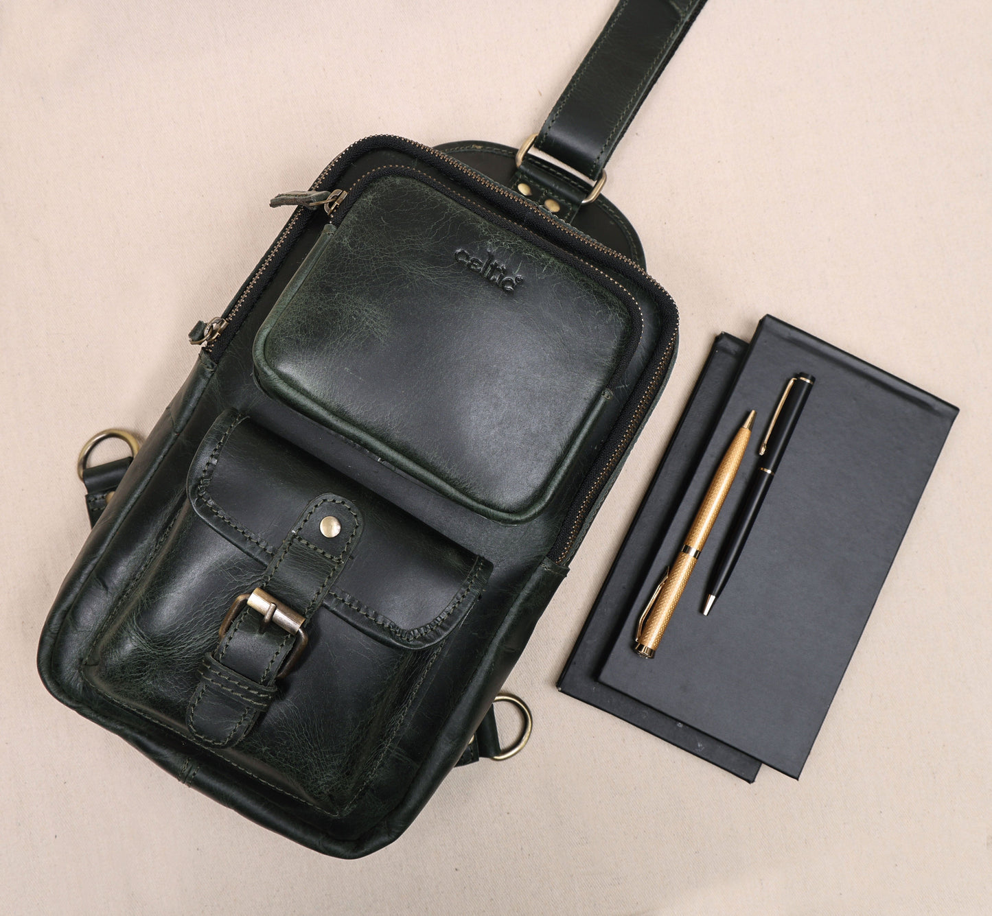 Brown Small Crossbody Leather Bag Art: BG-1617