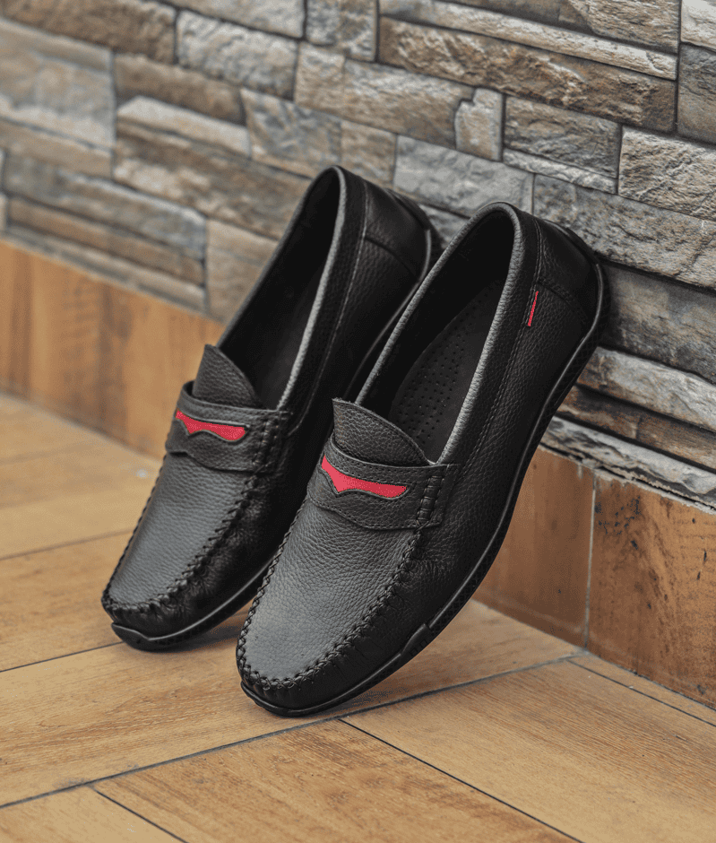 Men’s Black Leather Casual Shoes | Comfortable Daily Wear & Classic Style