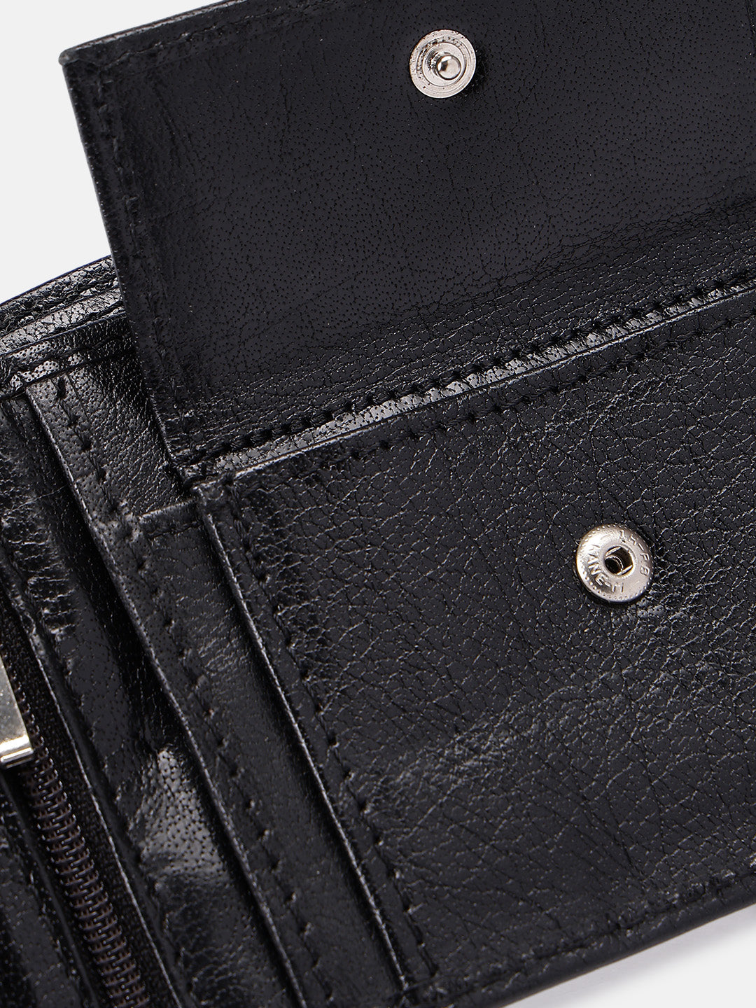 Premium Genuine Leather Bi-Fold Wallet with Zip Coin Pocket & Card Slots