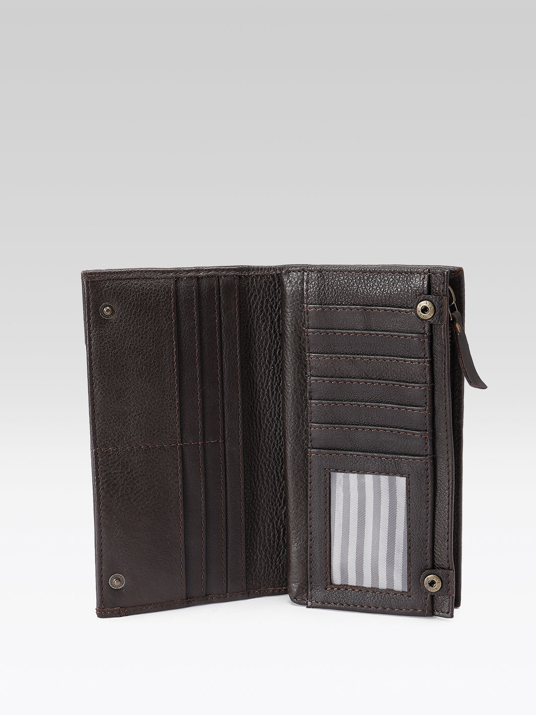 Premium Genuine Leather Long Wallet for Women with Multiple Card Slots & Zip Coin Pocket